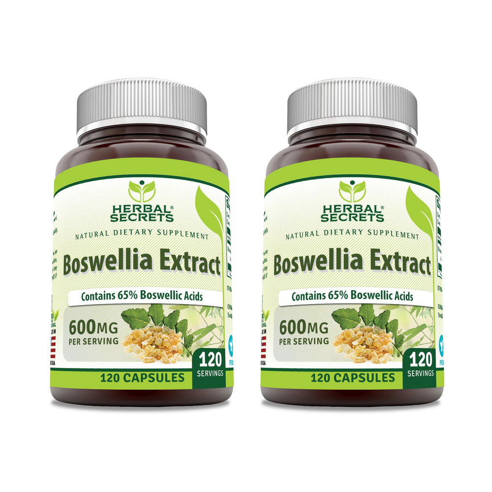 Herbal Secrets Boswellia Serrata extract 600 mg capsules bottle – 2-pack (120 capsules total)