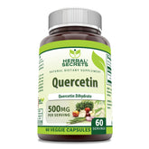 Front view of Herbal Secrets Quercetin 500 mg bottle