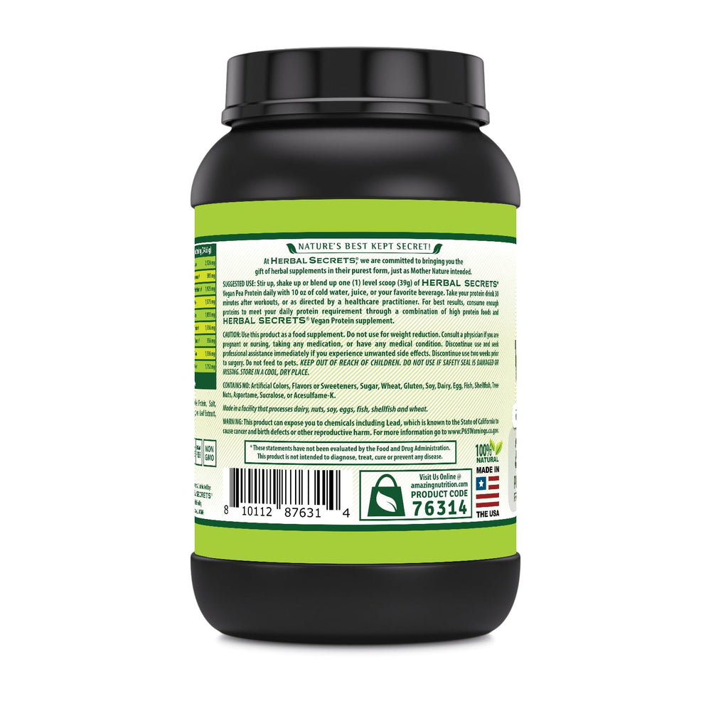 Herbal Secrets Vegan Protein bottle made in USA