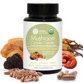 Herbal Treasure 4 in 1 Mushroom Complex bottle front label with 90 capsules