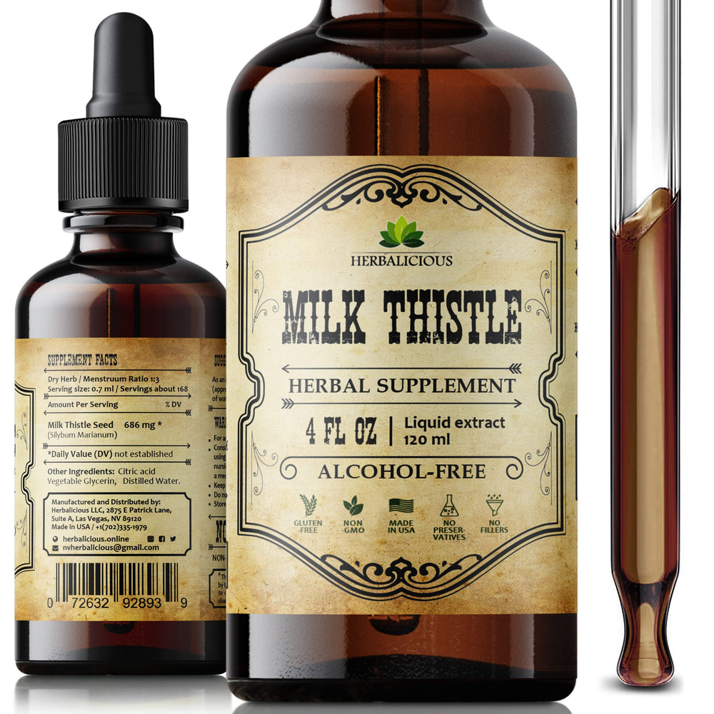 HERBALICIOUS Milk Thistle Liver Detox bottle and capsules (4 oz)