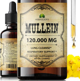 HERBALICIOUS Mullein Drops bottle promoting natural lung support.