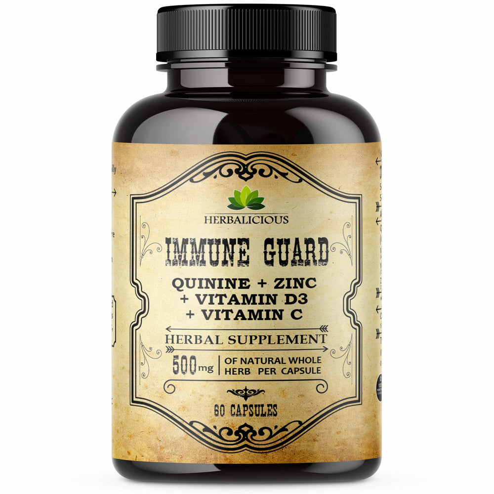 Bottle of HERBALICIOUS Quinine Immune Guard 60 capsules