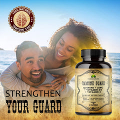 Money back guarantee badge next to product packaging