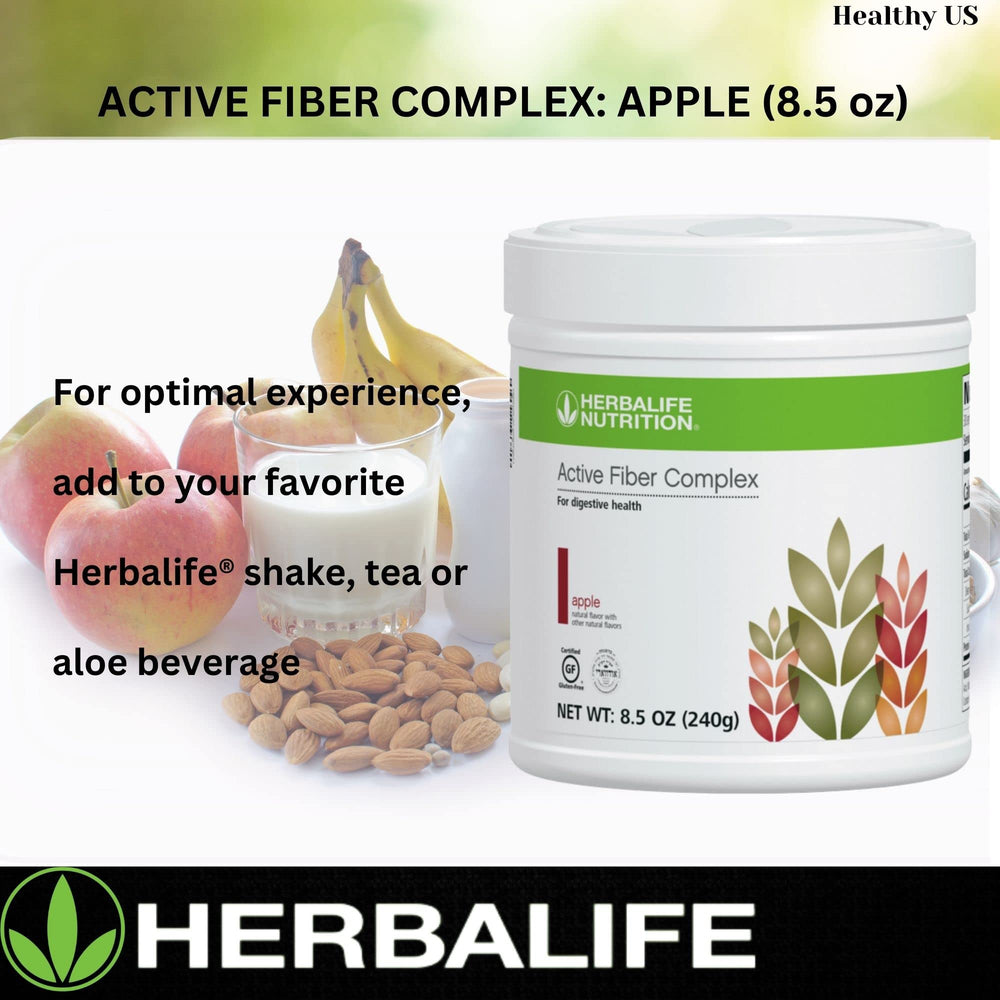 Prepared beverage in a glass from Herbalife Active Fiber Complex Apple Flavor