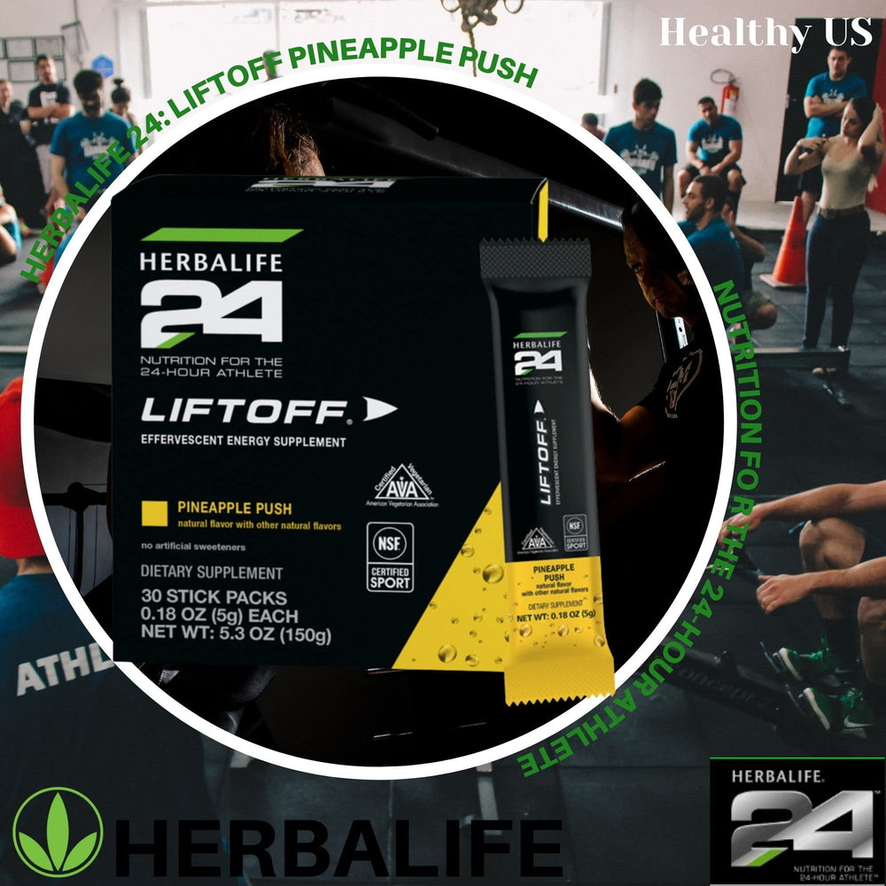 Close-up of Herbalife24 Liftoff Pineapple Push nutrition label