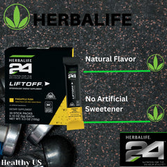 Herbalife24 Liftoff Pineapple Push stick pack spread showing form and flavor.
