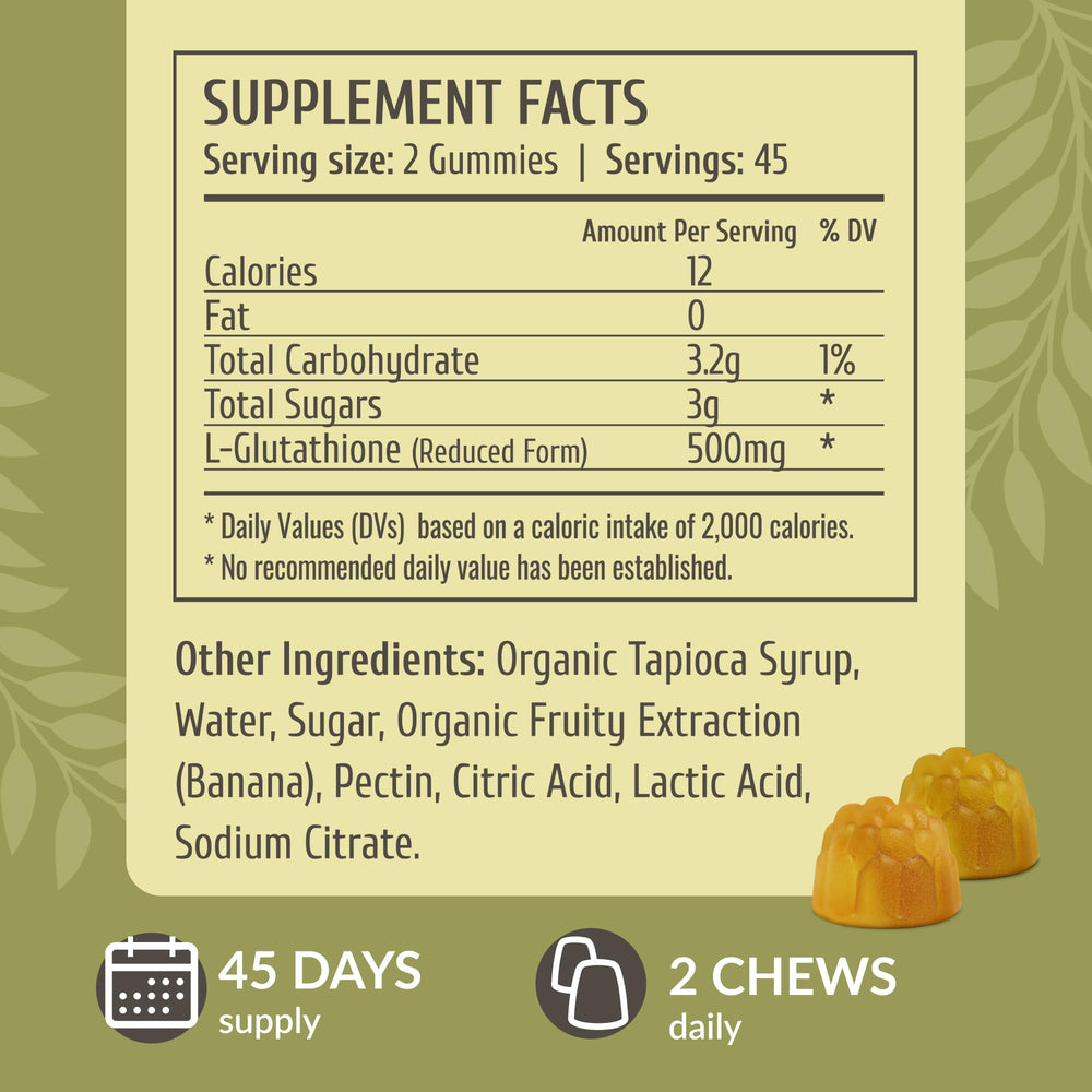 Soft, fruity banana-flavored Glutathione chews