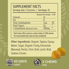 Soft, fruity banana-flavored Glutathione chews