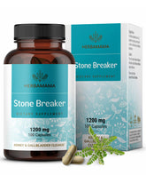 Bottle front view of HERBAMAMA Chanca Piedra Stone Breaker 1200mg capsules