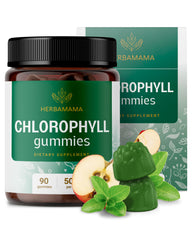 Herbamama Chlorophyll Detox Gummies bottle and label