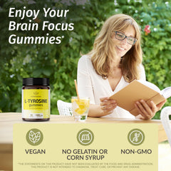 Close-up of mango-flavored L-Tyrosine gummies