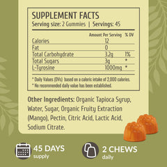 Soft, chewy texture of pectin-based L-Tyrosine gummies