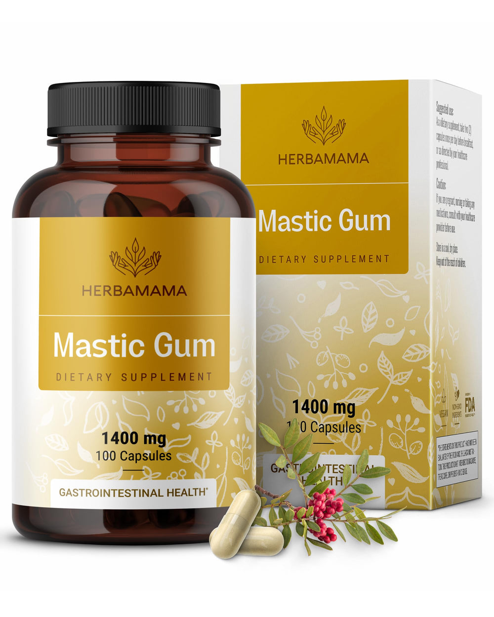 Herbamama Mastic Gum Capsules bottle front