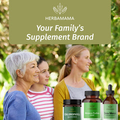 HERBAMAMA Mimosa Pudica packaging communicates clean, additive-free supplement.