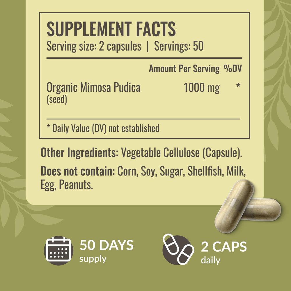 HERBAMAMA Mimosa Pudica capsules on the go with water for daily use.