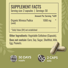 HERBAMAMA Mimosa Pudica capsules on the go with water for daily use.