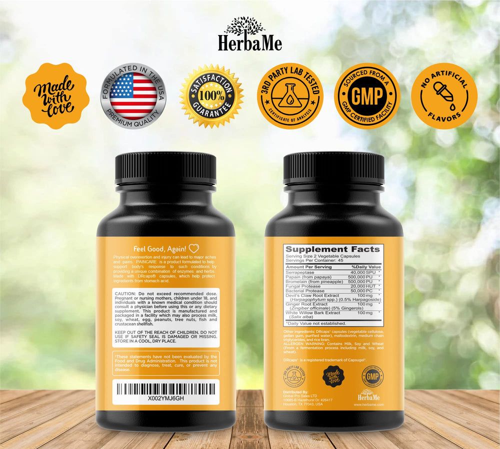 Herbal complex with ginger, willow bark, and devils claw