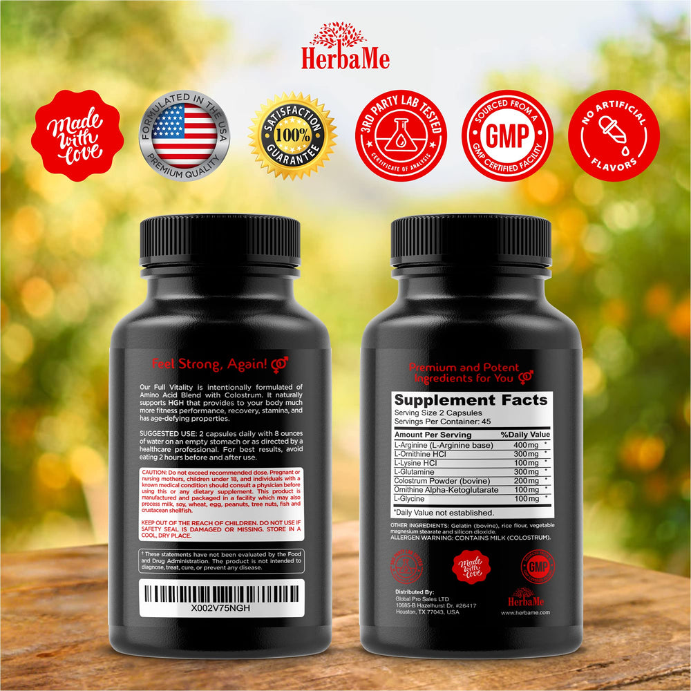 HerbaMe HGH capsules closeup for post workout recovery and easy swallowing