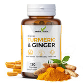 HerbaVitals Turmeric and Ginger Capsules bottle label