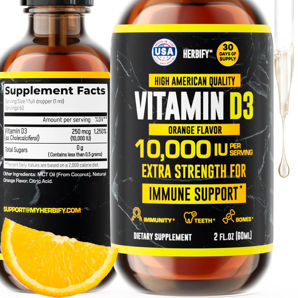 HERBIFY Vitamin D3 10000 IU liquid drops bottle