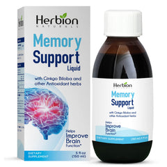 Herbion Naturals Memory Support Liquid bottle with label on white background