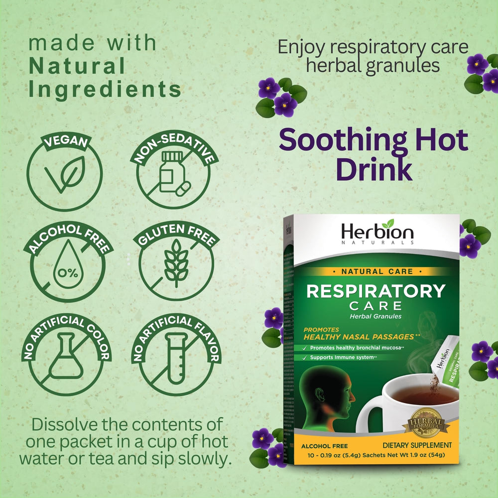 Herbion Naturals granules sachet mockup emphasizing convenient on-the-go use