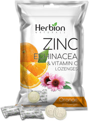 Front of HERBION Naturals Orange lozenges box