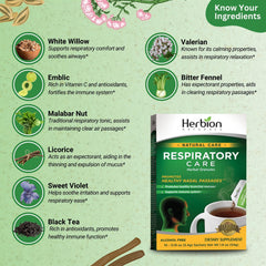 Herbion Respiratory Care Granules dissolving in water releasing aroma and color