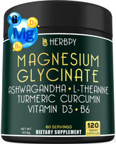 Front view of Herbpy 6in1 Restful Day & Night supplement bottle