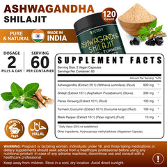 Pure Ashwagandha and Shilajit capsules in a bottle