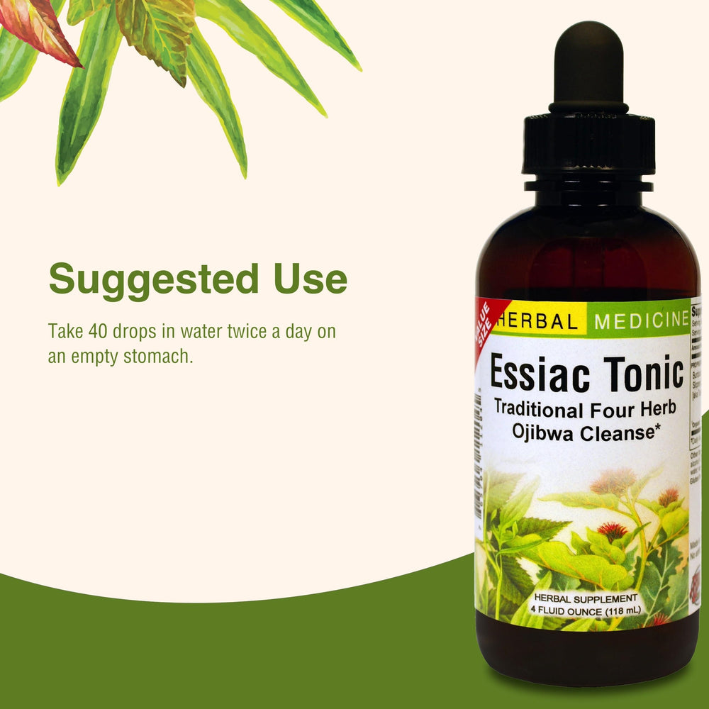 Pouring Essiac Tonic into a cup to reach the 40-drop daily dose.
