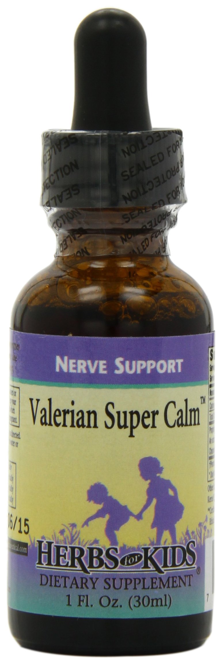 Label of Herbs For Kids Valerian Super Calm 1oz bottle