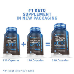 Close-up of Herbtonics Apple Cider Vinegar with Keto BHB Salts capsules