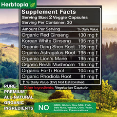 Close-up of ingredient list and capsules for Forever Young