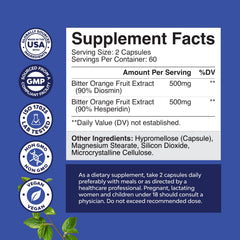 Capsules showing Diosmin Hesperidin 1000mg 2-capsule serving
