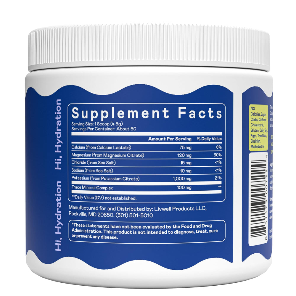 Ingredient panel showing non-GMO, sugar-free, gluten-free formula