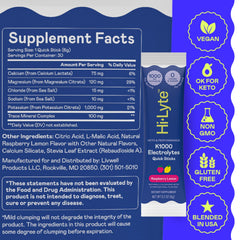 Hi-Lyte K1000 Raspberry Lemon quick stick close up showing 1000 mg potassium