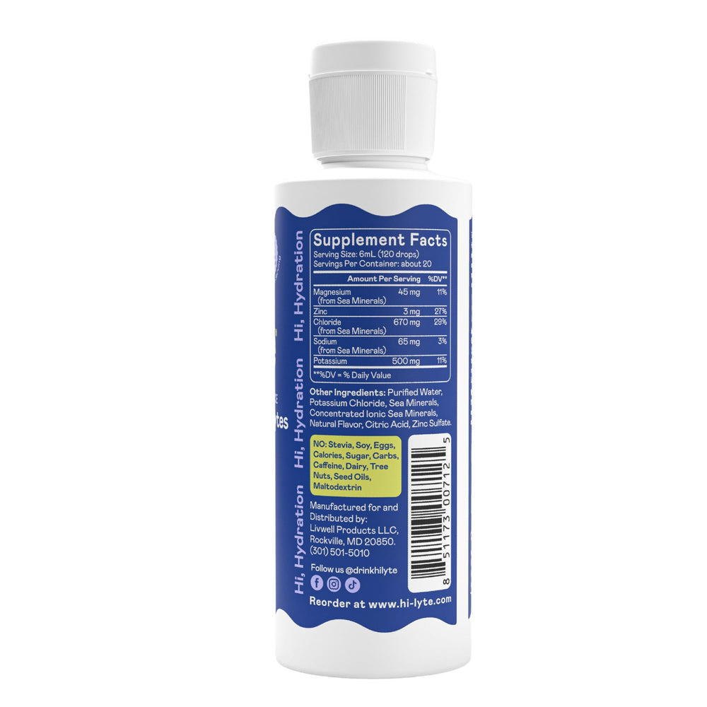 Hi-Lyte K500 unflavored concentrate adds minerals to water without altering taste.