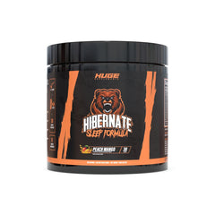 Bottle of Hibernate Sleep Supplement Peach Mango flavor on a white background