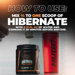 Relaxing bedroom scene with Hibernate Sleep Supplement on a nightstand