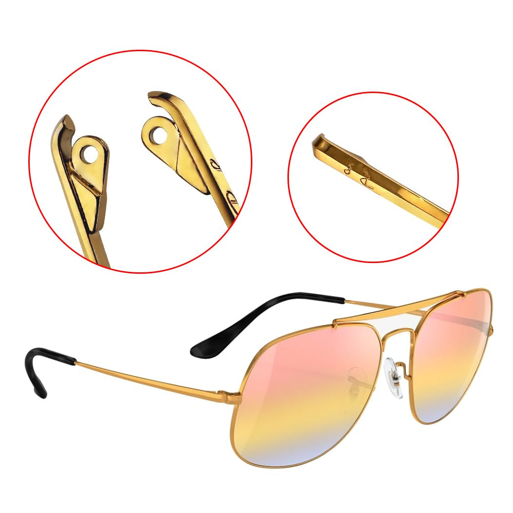Temple arms with tips in gold/black for Ray-Ban sunglasses RB3561 RB6448 RB3648 RB7140