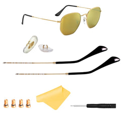 HiCycle2 replacement temple arms for Ray-Ban with gold temples and black tips for RB3447 and RB3647N