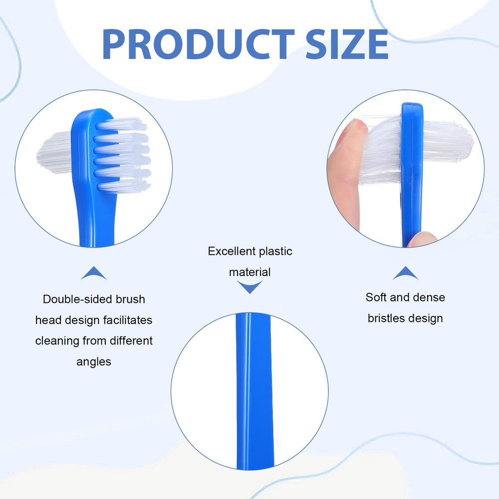 Side view of the denture brush handle in blue