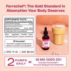 High absorption iron bisglycinate liquid drops