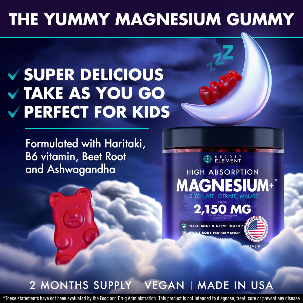 High-absorption magnesium gummies supporting muscles and bones