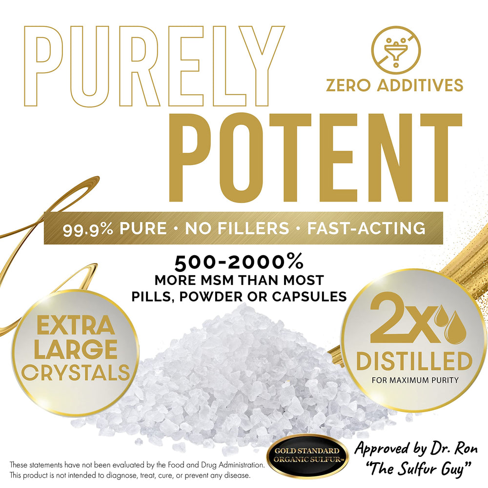 MSM crystals designed for maximum absorption and bioavailability