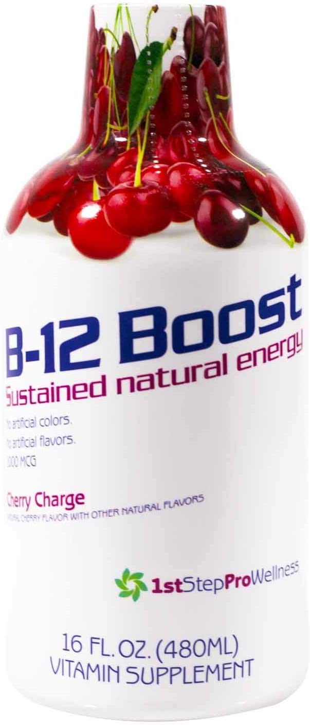 Front view of High Performance Fitness 1st Step Liquid B-12 Cherry Charge bottle (16 oz)