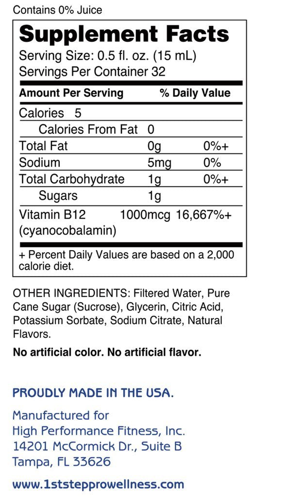 Serving suggestion for 1st Step Liquid B-12 Cherry Charge 16 oz