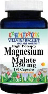 High Potency Magnesium Malate 1350 mg per capsule bottle